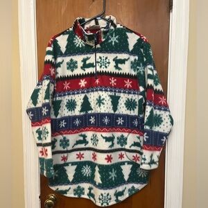 Chic Multicolor Festive Fleece  Womens Pullover Sweater S. Christmas Holiday
